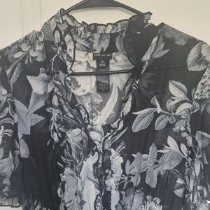 Lily Black and White Floral Blouse